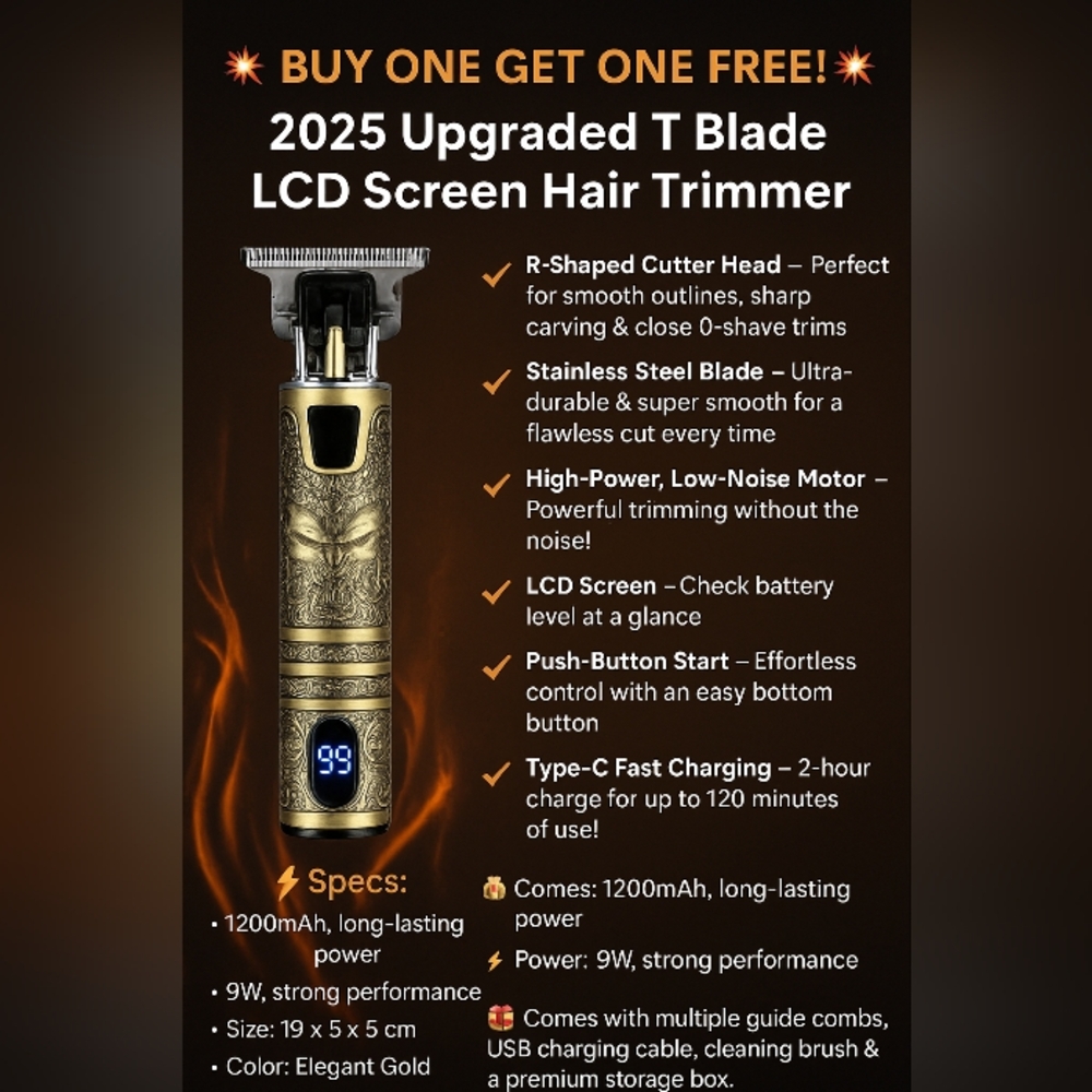 💥 BUY ONE GET ONE FREE! 💥2025 Upgraded T Blade LCD Screen Hair Trimme Trimmer